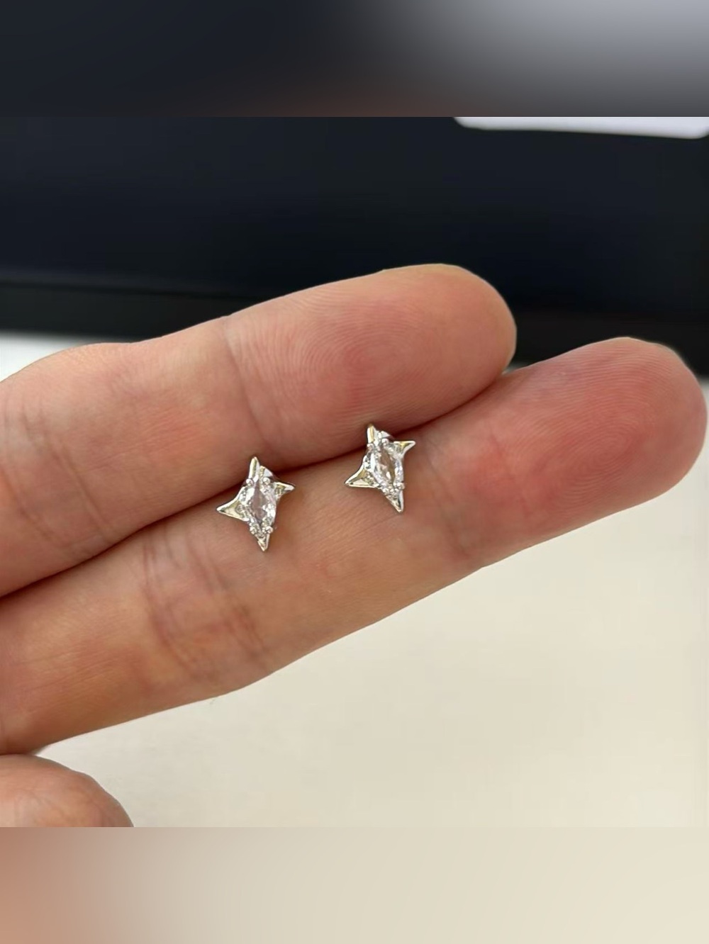 Small CZ Stor Stud Earrings for Men Women Streetwear Hip Hop Punk Unisex Style
